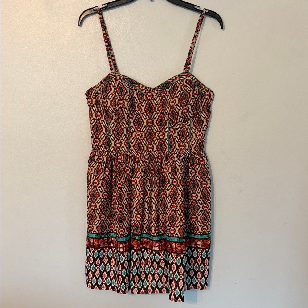 American Rag Spaghetti-Strap Mini Dress in Red, Teal, Cream, Brown